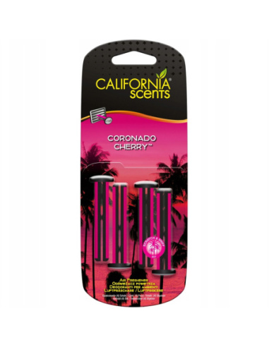 California Scents Coronado Cherry Vent Sticks – patyczki zapachowe do kratki nawiewu samochodu, zestaw 4 sztuki