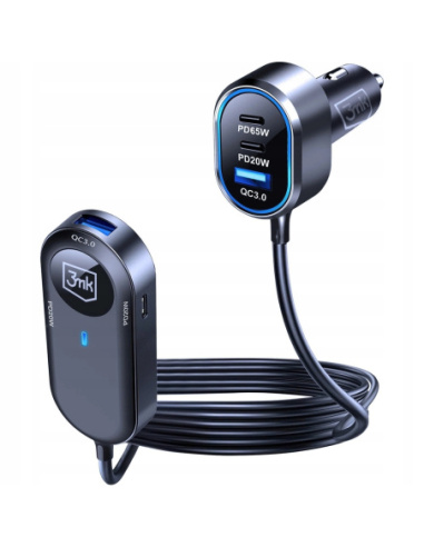3mk Double Car Charger 135W ładowarka samochodowa z sześcioma portami USB i kablem 1,5 m