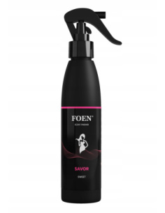 Foen Savor perfumy do wnętrz 185 ml w czarnej butelce z atomizerem — słodki zapach do samochodu