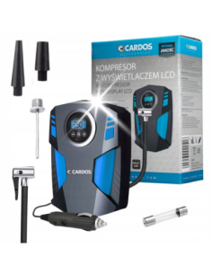 Kompresor samochodowy Cardos AA406 12V z ekranem LCD i latarką LED do pompowania opon