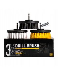 Work Stuff Drill Brush zestaw trzech szczotek rotacyjnych do czyszczenia tapicerki montowanych w wiertarce