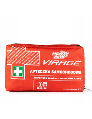 Apteczka samochodowa Moje Auto Virage DIN 13164 – kompaktowe wyposażenie awaryjne do pojazdu z środkami opatrunkowymi