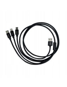 ADBL USB Splitter rozdzielacz z trzema końcówkami iPhone USB-C Micro-USB kabel 1,2 m