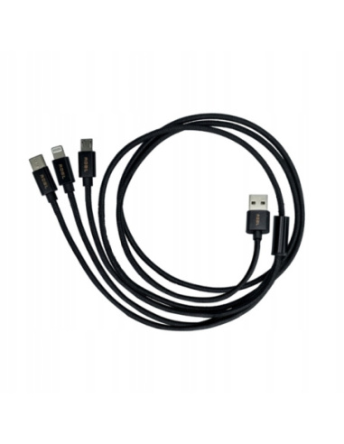 ADBL USB Splitter rozdzielacz z trzema końcówkami iPhone USB-C Micro-USB kabel 1,2 m