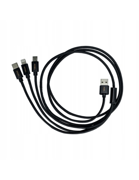 ADBL USB Splitter rozdzielacz z trzema końcówkami iPhone USB-C Micro-USB kabel 1,2 m