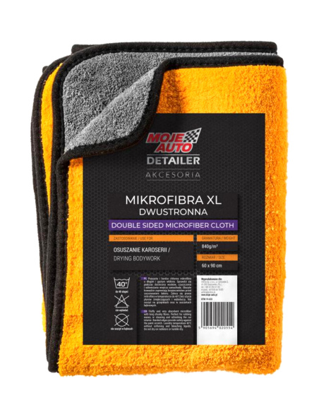 Ręcznik do osuszania Moje Auto Detailer XL niebieski z mikrofibry 840 gsm wymiary 60x90 cm