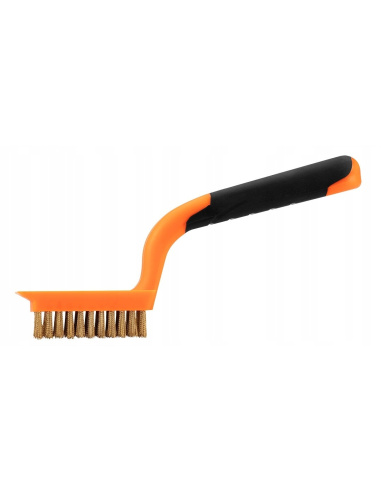 Szczotka druciana NEO Tools 39-031 z pięcioma rzędami mosiężnego drutu 0,3 mm i dwukomponentowym uchwytem antypoślizgowym