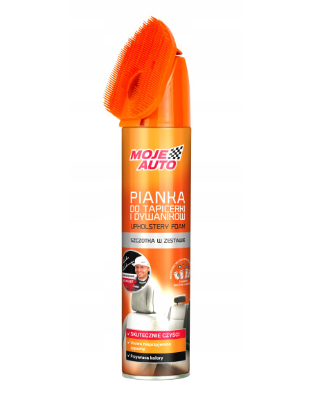 Pianka do czyszczenia tapicerki Moje Auto 520 ml z neutralizatorem zapachów i dołączoną szczotką