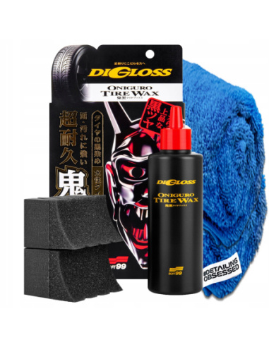 Soft99 DiGloss Black Devil Tire Wax wosk do opon z karnaubą w pojemniku 200 ml z dwoma aplikatorami Pitasupo