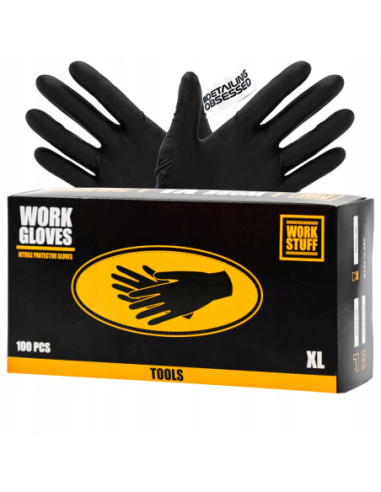 Rękawice nitrylowe Work Stuff czarne rozmiar XL opakowanie 100 sztuk do prac detailingowych