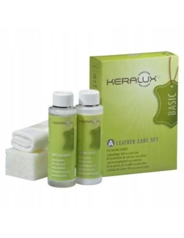 Keralux Leather Care Set A zestaw do czyszczenia i pielęgnacji skór anilinowych z balsamem UV i akcesoriami