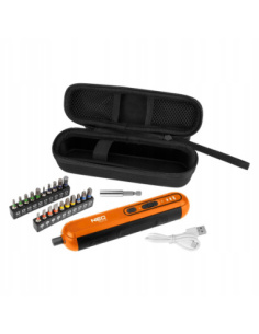 NEO Tools 04-199 wkrętak akumulatorowy 4V z ładowaniem USB-C i trzema biegami roboczymi do prac warsztatowych