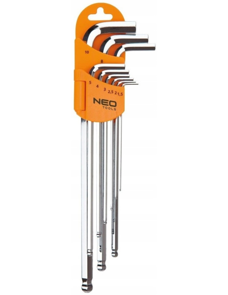 Zestaw kluczy imbusowych kulistych NEO Tools 09-525 9 sztuk w praktycznym opakowaniu