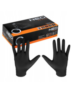 Rękawice nitrylowe jednorazowe NEO Tools 97-691-M czarne rozmiar M opakowanie 100 sztuk do prac detailingowych