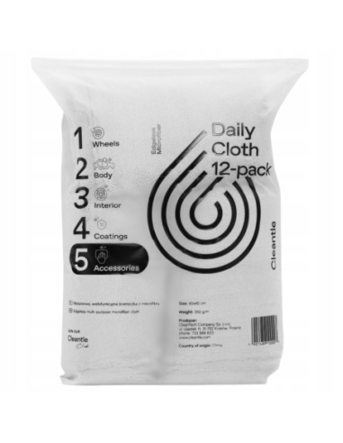 Cleantle Daily Cloth 12-pack mikrofibra bezszwowa 40x40 cm do docierania powłok ceramicznych i czyszczenia wnętrza