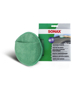 Sonax Gąbka do Plastików — dwustronna mikrofibra z frędzlami i gładką stroną do czyszczenia kokpitu