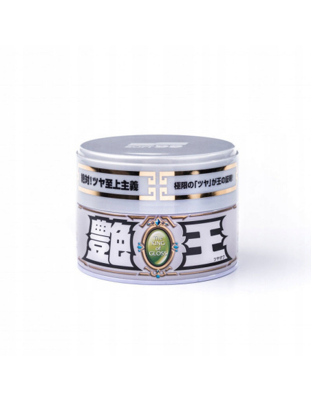 Wosk twardy Soft99 The King of Gloss White 300g — opakowanie produktu do jasnych lakierów