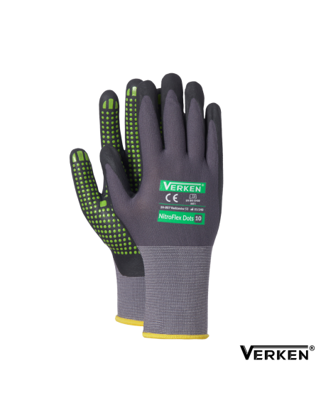 Rękawice robocze Nitroflex Dots 9/L z pianką nitrylową i nakropieniem PVC do auto-detailingu