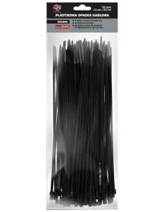 Opaska kablowa Moje Auto 4,8 mm x 300 mm czarna plastikowa 100 sztuk