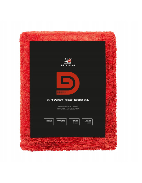 MA Professional Detailing X-TWIST RED 1200GSM XL ręcznik do osuszania mikrofibra 60x90 cm