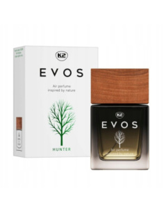 K2 EVOS Hunter perfumy samochodowe 50 ml szklany flakon z drewnianym korkiem i rozpylaczem