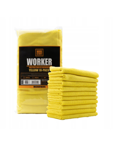 Work Stuff Worker Yellow ściereczka z mikrofibry 40x40cm zestaw 10 sztuk do detailingu