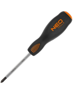 Wkrętak krzyżowy Neo Tools PH2 100 mm z uchwytem TPR i magnetyczną końcówką ze stali S2