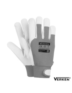 Rękawice robocze Grey Armour Velcro 10/XL – bawełna i skóra kozia, zapięcie na rzep