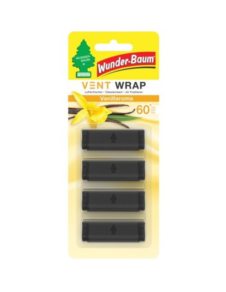 Odświeżacz do kratki nawiewu Wunder-Baum Vent Wrap Vanilla 4 szt. zapach wanilia