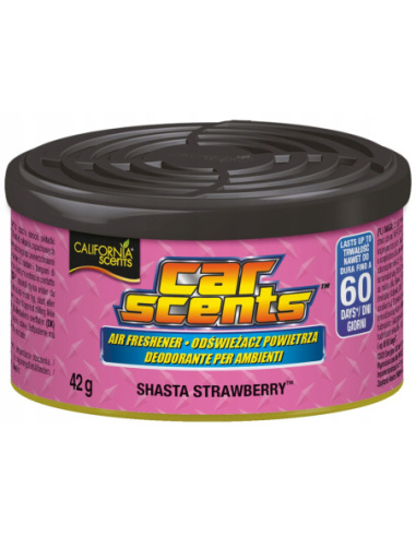 Puszka zapachowa California Car Scents Shasta Strawberry 42g – aluminiowa puszka odświeżacz do auta