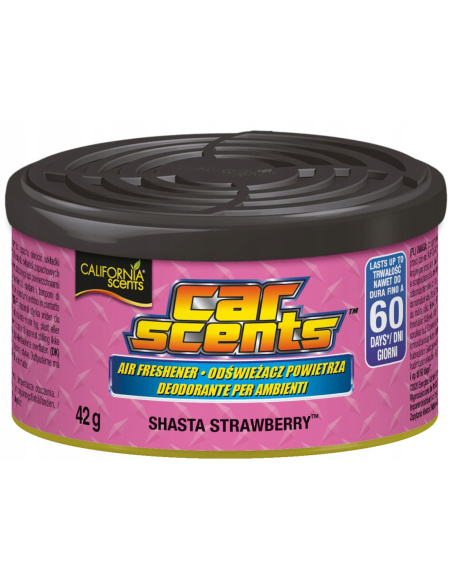 Puszka zapachowa California Car Scents Shasta Strawberry 42g – aluminiowa puszka odświeżacz do auta